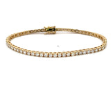 5.58 Carat Round Brilliant H SI1 Diamond 14 Karat Yellow Gold Tennis Bracelet