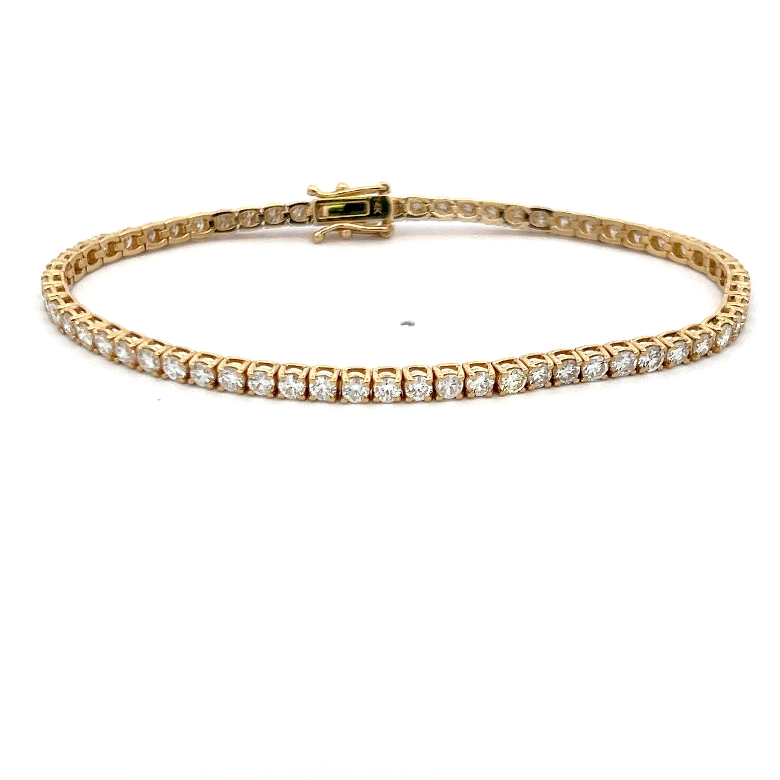 5.58ct Round Diamond 14K Yellow Gold Classic Tennis Bracelet