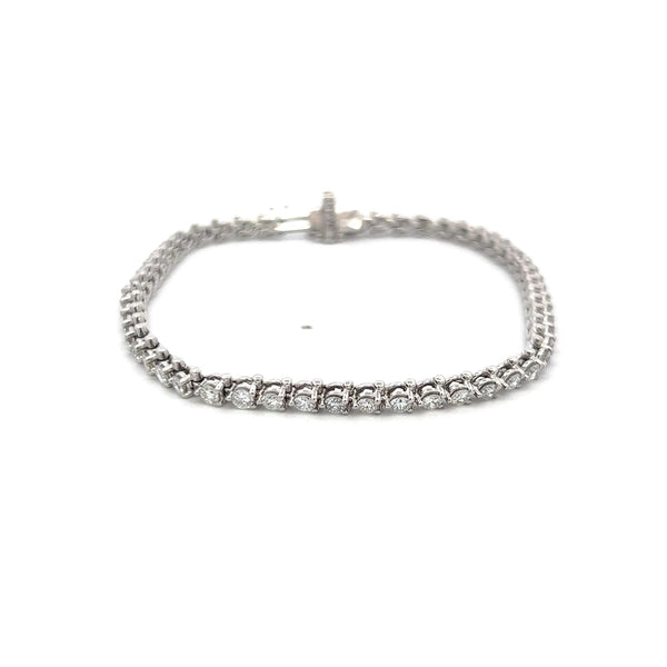 2.84 Carat Round Brilliant Diamond 14 Karat White Gold Tennis Bracelet