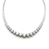 12.16 Carat Round Brilliant G-H VS Diamond 14 Karat White Gold Riviera Necklace