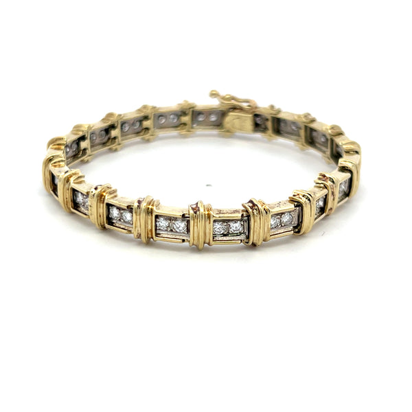 3.00 Carat Round Brilliant H SI1 Diamond 14 Karat Yellow Gold Tennis Bracelet