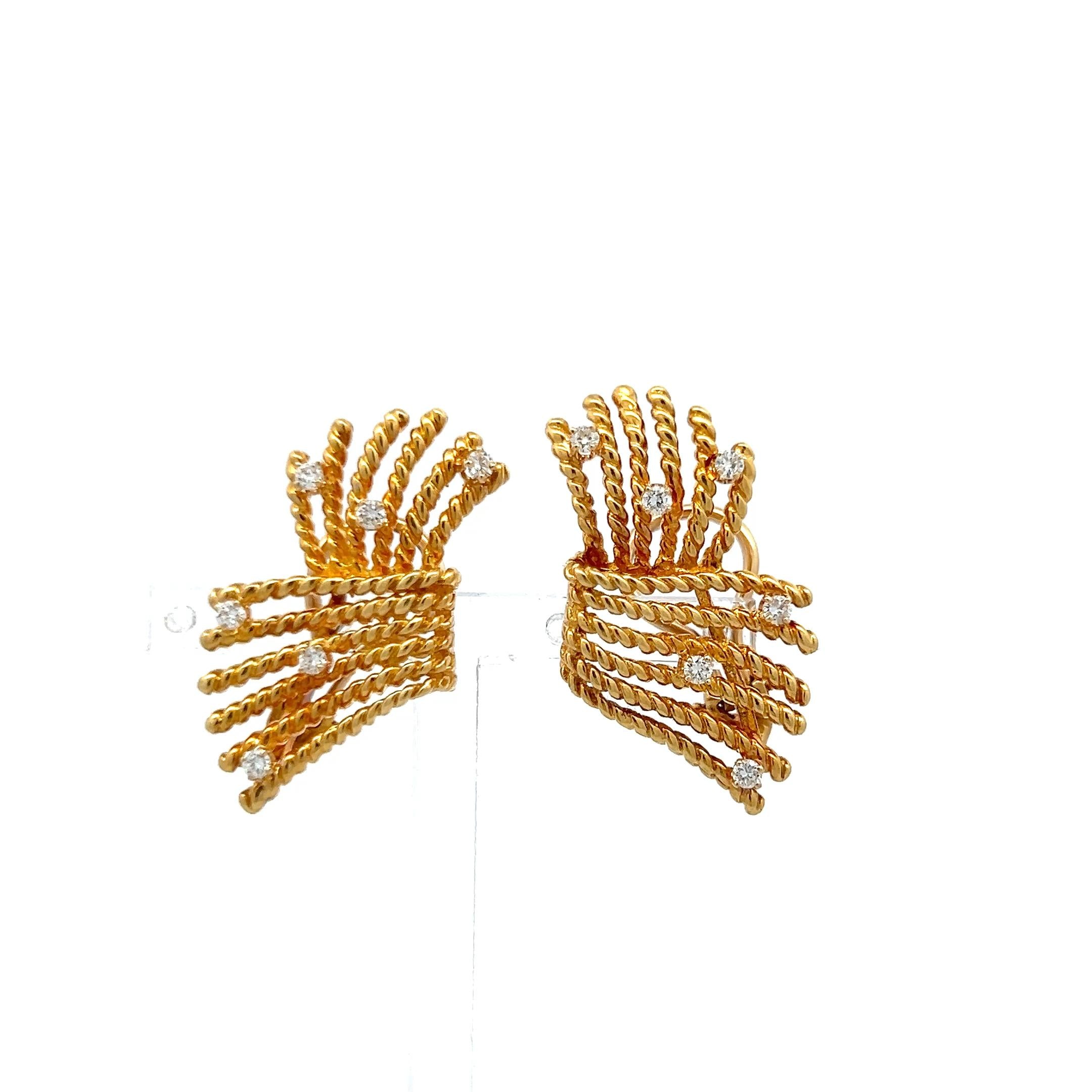 Tiffany & Co Vintage 18K YG Clip-On Earrings with 0.56 Carat Round Diamonds