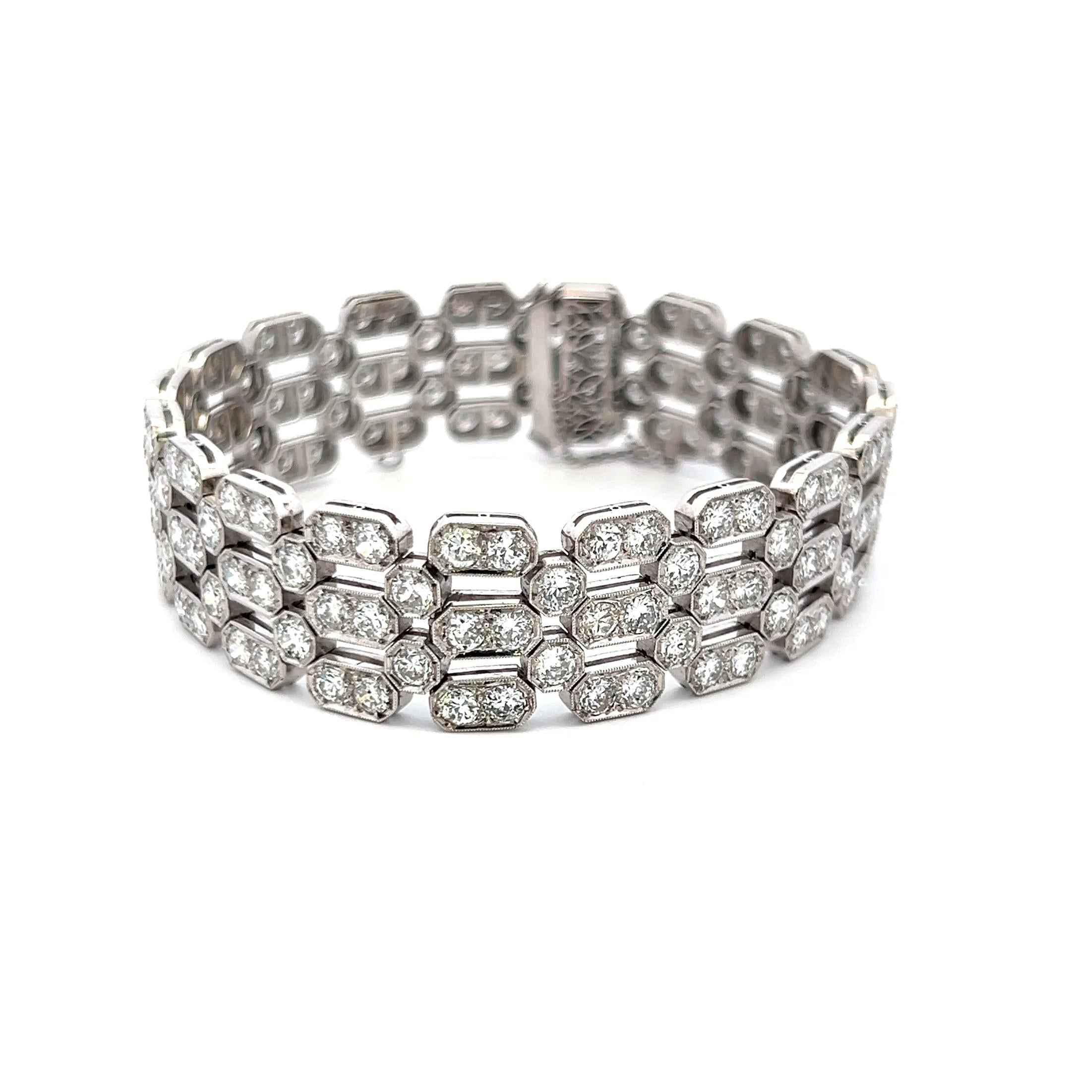 Harry Winston Platinum Link Bracelet with 11.75 Carat Round G-SI1 Diamonds