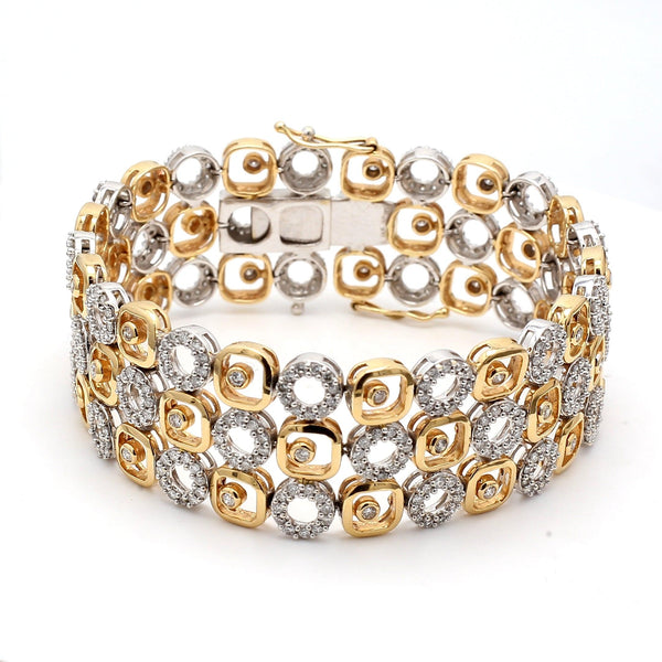 5.00 Carat Round Brilliant G VS2 Diamond 14 Karat Two Tone Gold Link Bracelet
