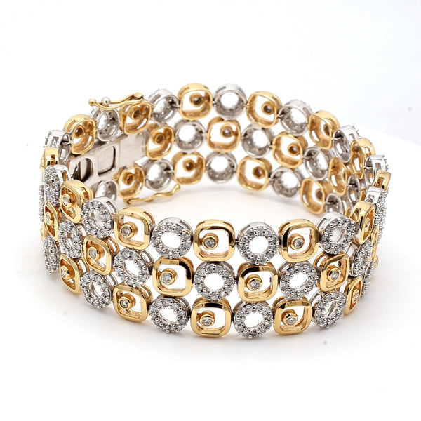 5.00 Carat Round Brilliant G VS2 Diamond 14 Karat Two Tone Gold Link Bracelet