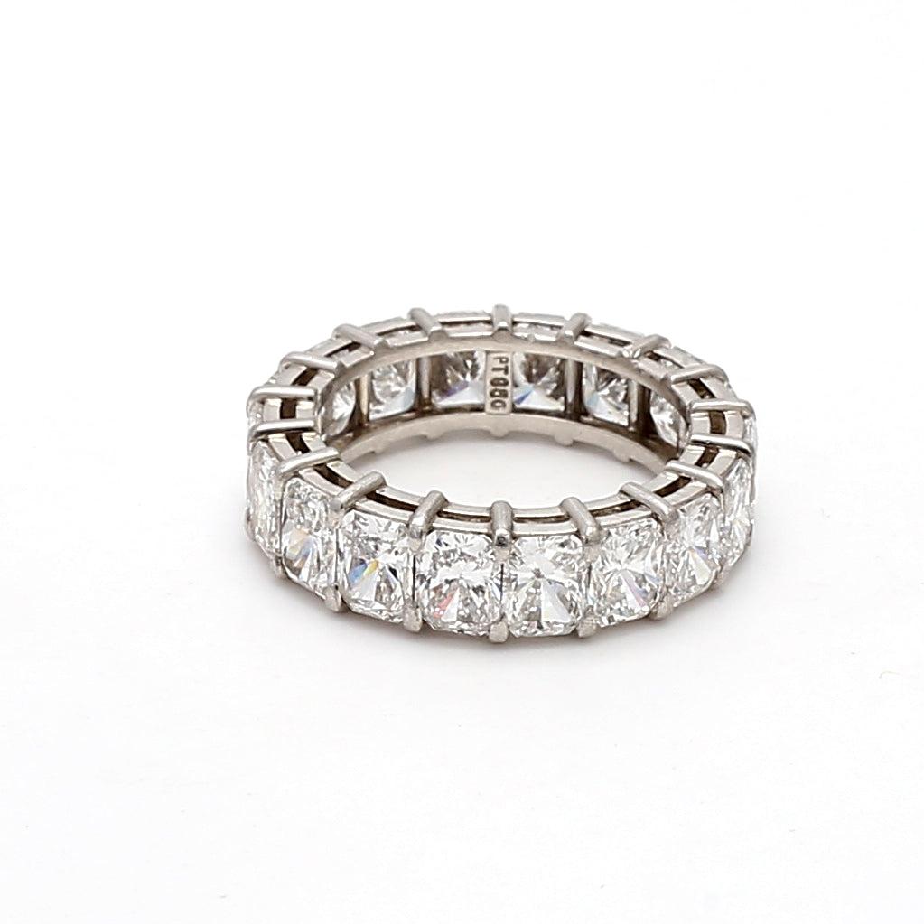 5.40 Carat Radiant Cut G-VS2 Diamond Platinum Eternity Band Ring