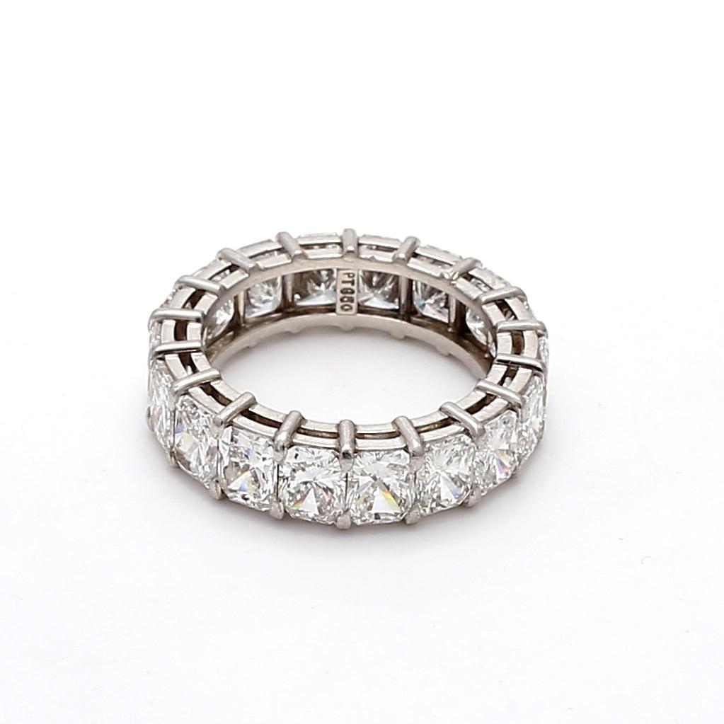 5.40 Carat Radiant Cut G-VS2 Diamond Platinum Eternity Band Ring