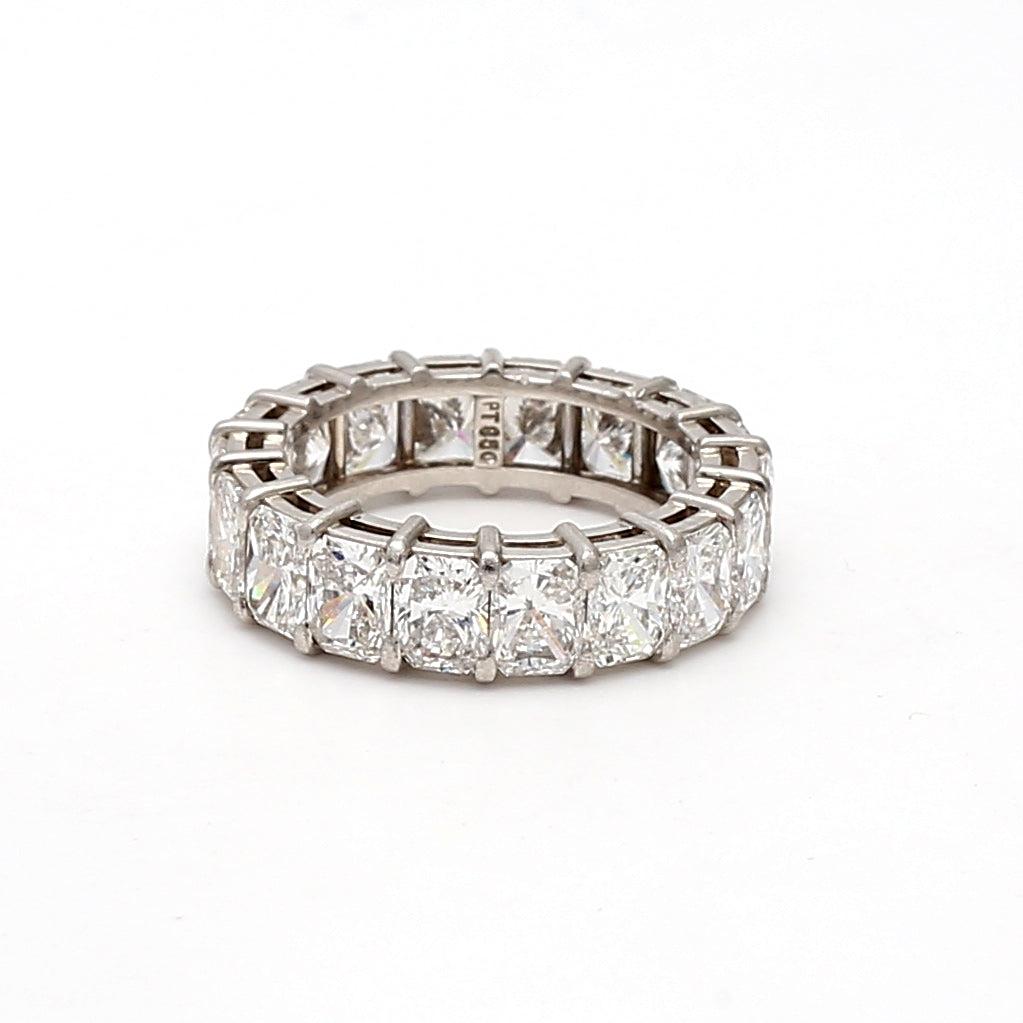 5.40 Carat Radiant Cut G-VS2 Diamond Platinum Eternity Band Ring