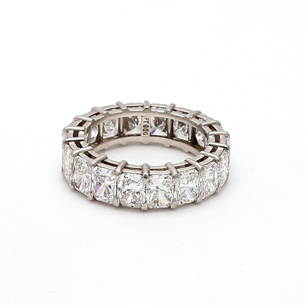 5.40 Carat Radiant Cut G-VS2 Diamond Platinum Eternity Band Ring
