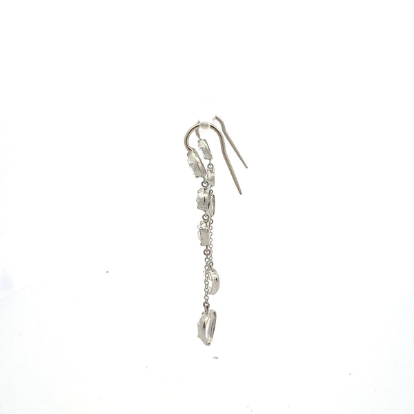 5.90 Carat Rose Cut H SI1 Diamond Platinum Tear Drop Earrings