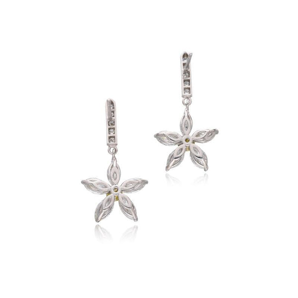 5.98 Carat Marquis and Round Fancy INT Yellow Diamond Platinum Dangling Earrings