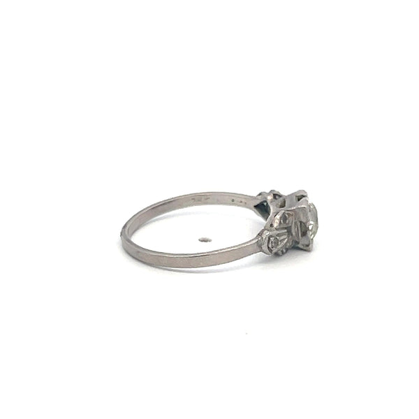 0.68 Carat Old European Cut J VS-SI Diamond Platinum Art Deco Ring