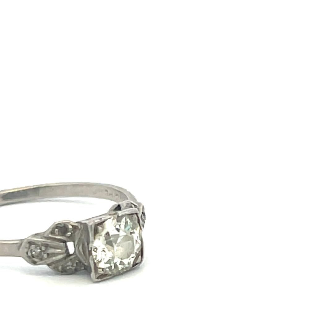 0.68 Carat Old European Cut J VS-SI Diamond Platinum Art Deco Ring