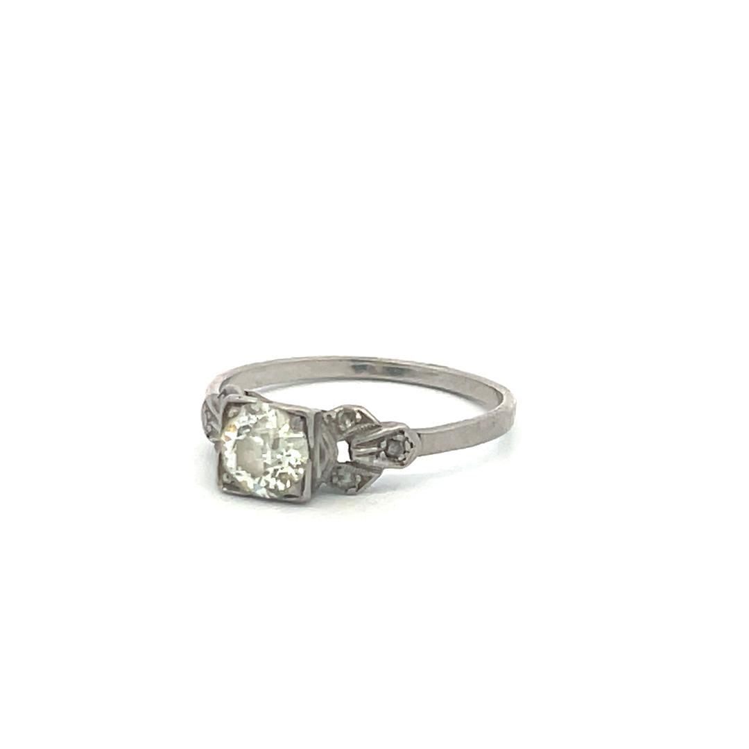 0.68 Carat Old European Cut J VS-SI Diamond Platinum Art Deco Ring