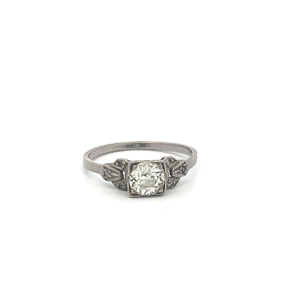 0.68 Carat Old European Cut J VS-SI Diamond Platinum Art Deco Ring