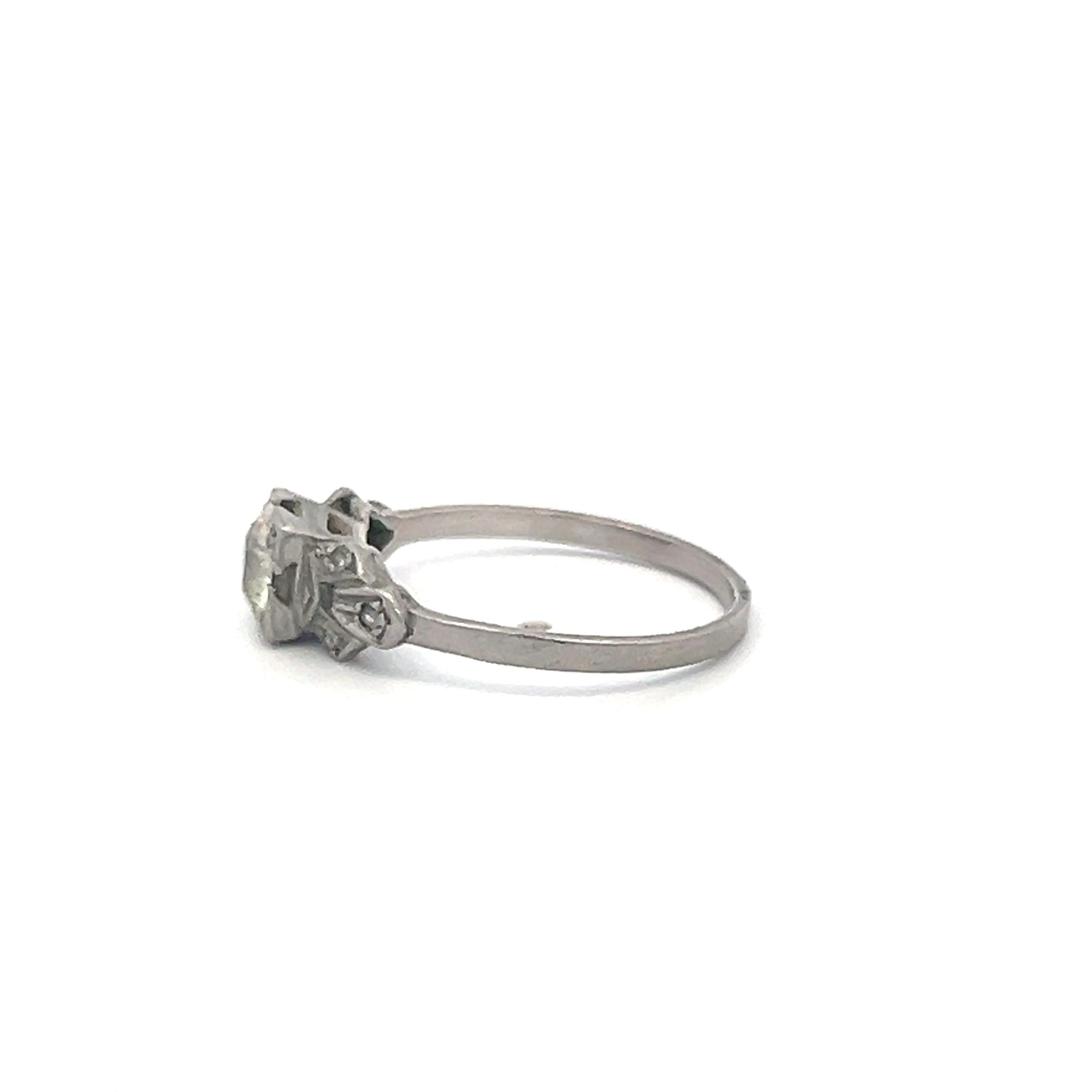 0.68 Carat Old European Cut J VS-SI Diamond Platinum Art Deco Ring