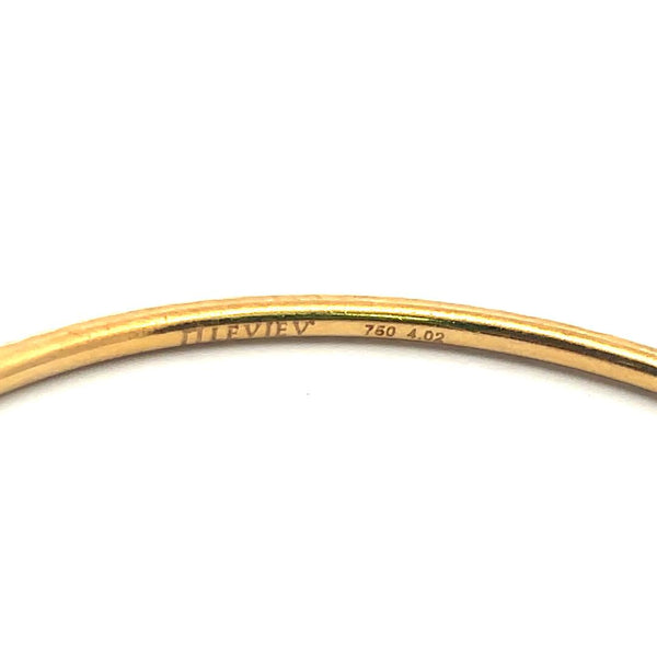 4.02 Carat Round Brilliant Ruby 18 Karat Yellow Gold Bangle Bracelet