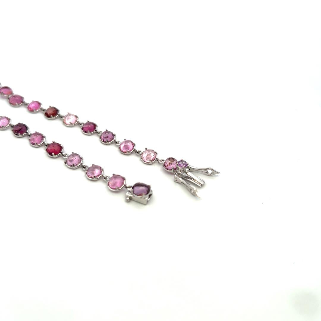 20.00 Carat Diamond 20.00 Carat Sapphire 18K White Gold Dangling Necklace