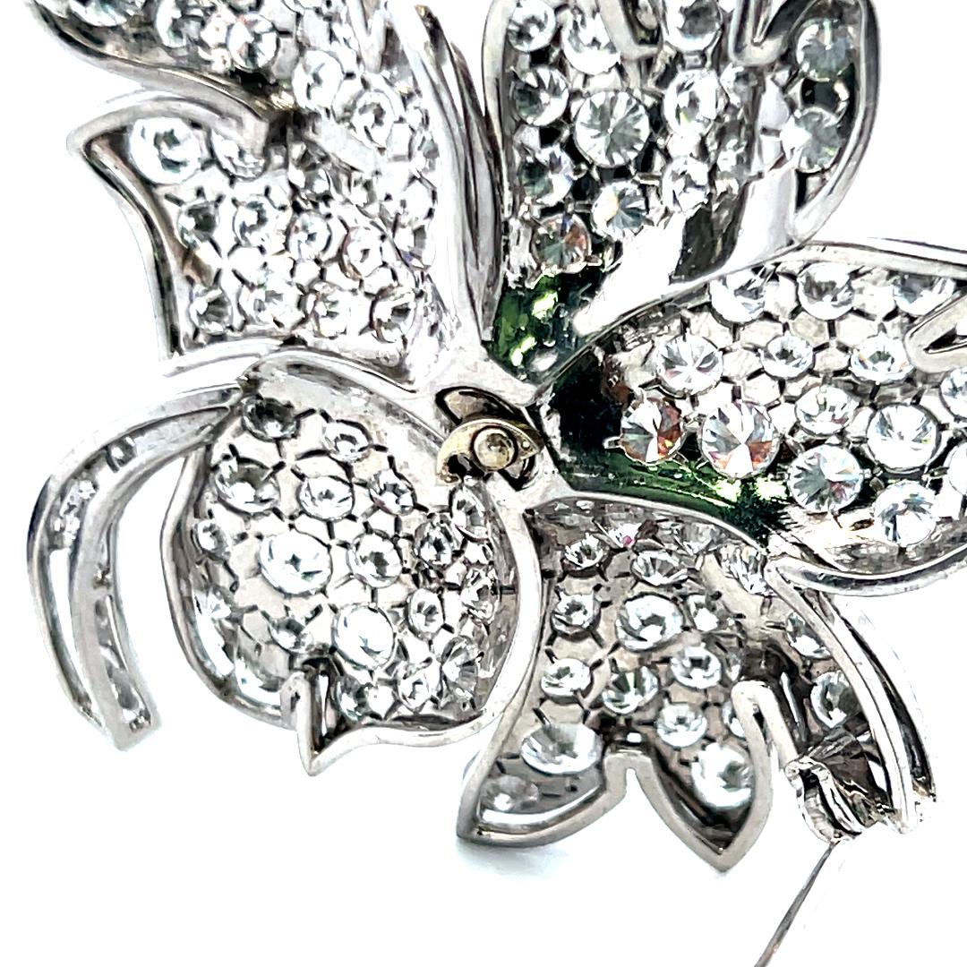 Diamond Ruby Sapphire Flower Brooch 18K Two-Tone Gold 19.80ct Vintage Estate