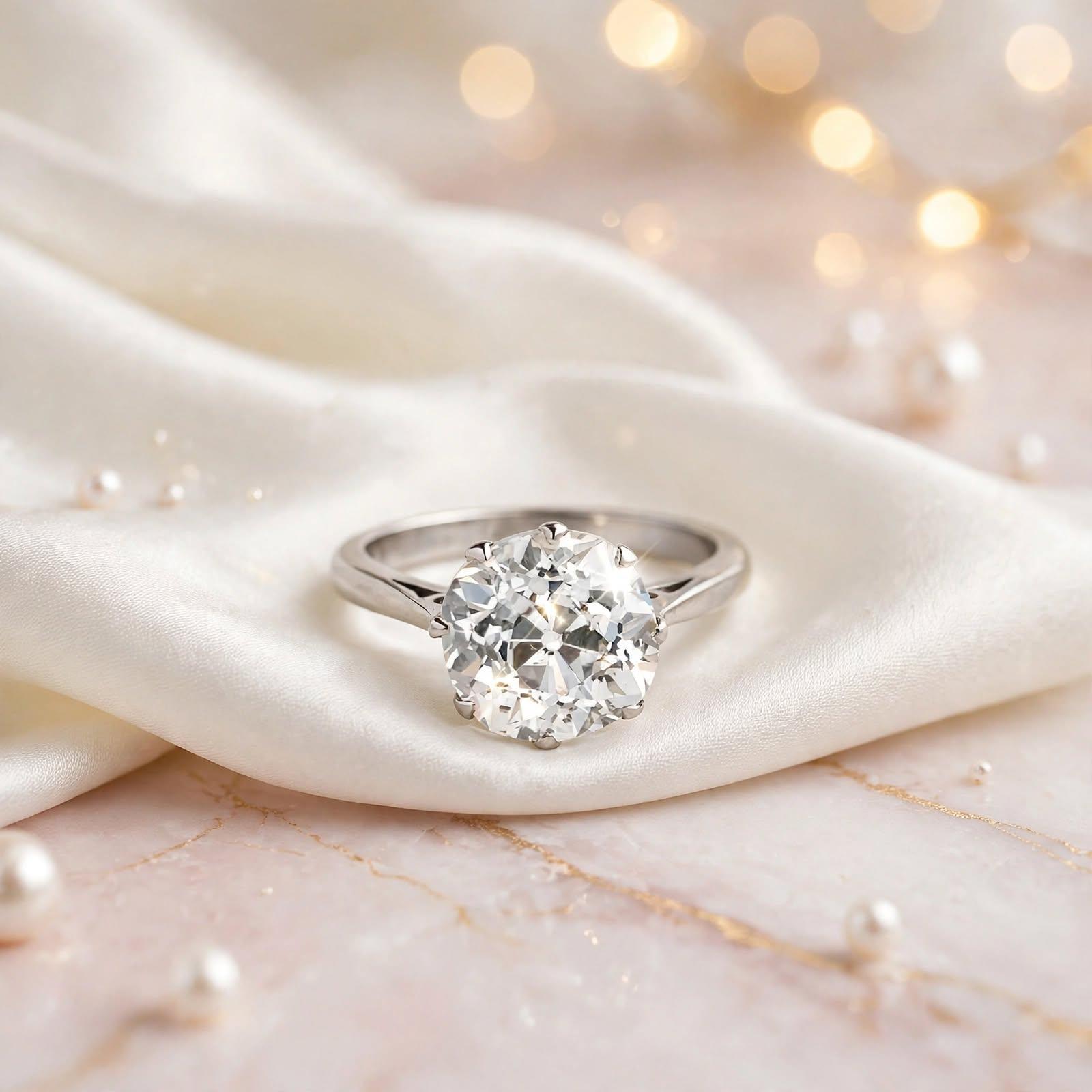 Vintage Platinum Engagement Ring with 4.25ct Old Miner Cut Diamond J I1 GIA