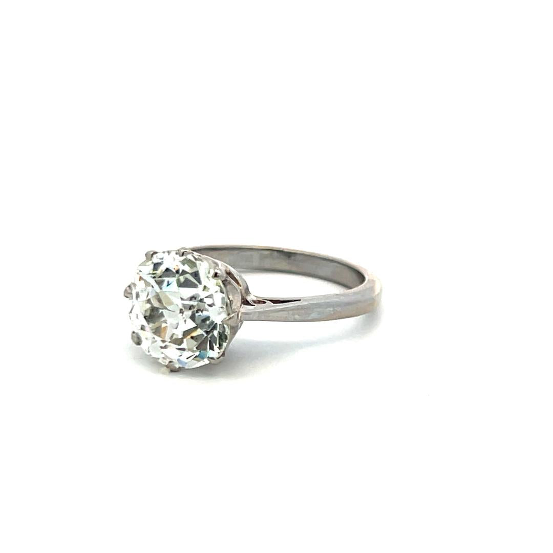 Platinum Engagement Ring with 4.25 Carat Old Miner Cut Diamond Size 7 J-I1 GIA