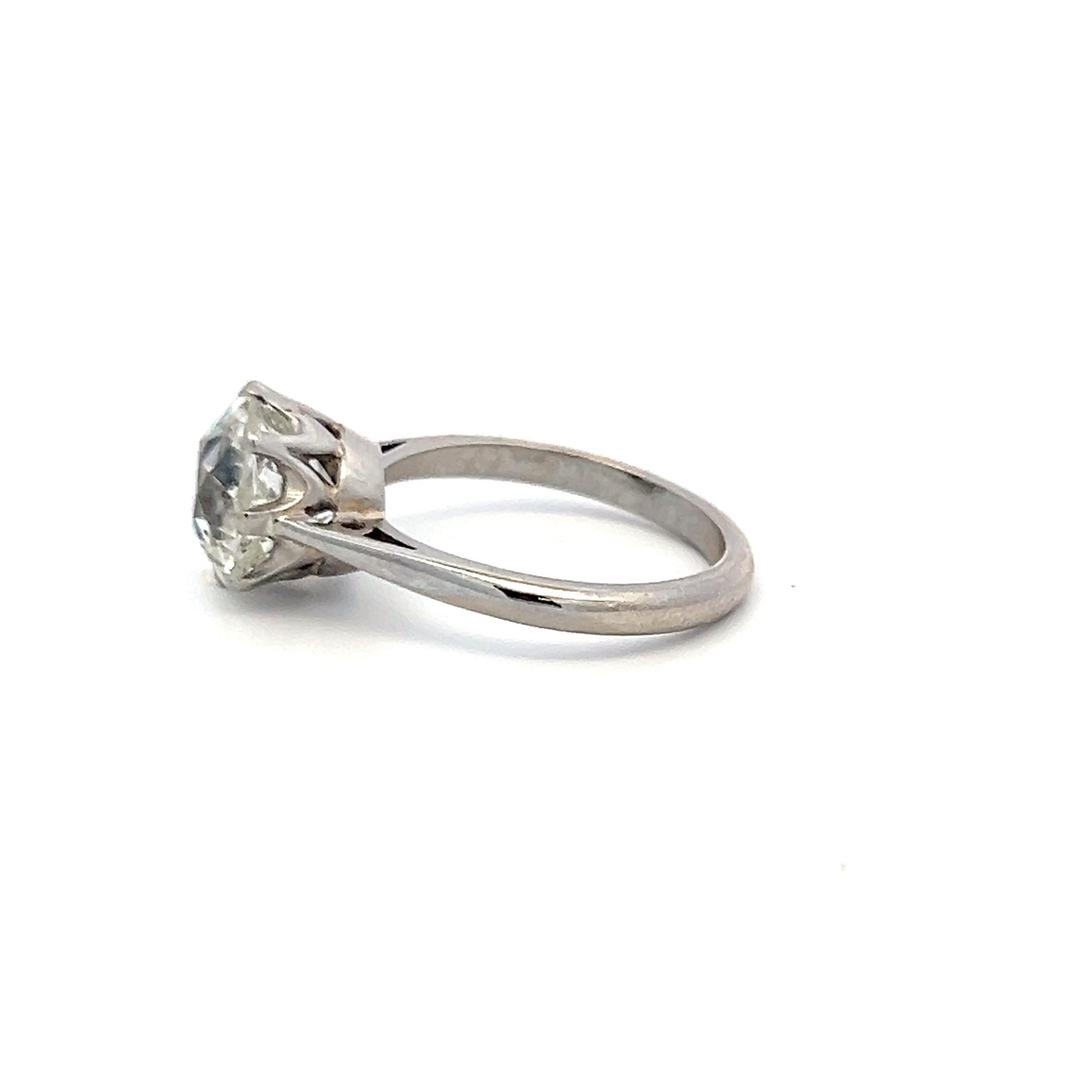 Platinum Engagement Ring with 4.25 Carat Old Miner Cut Diamond Size 7 J-I1 GIA