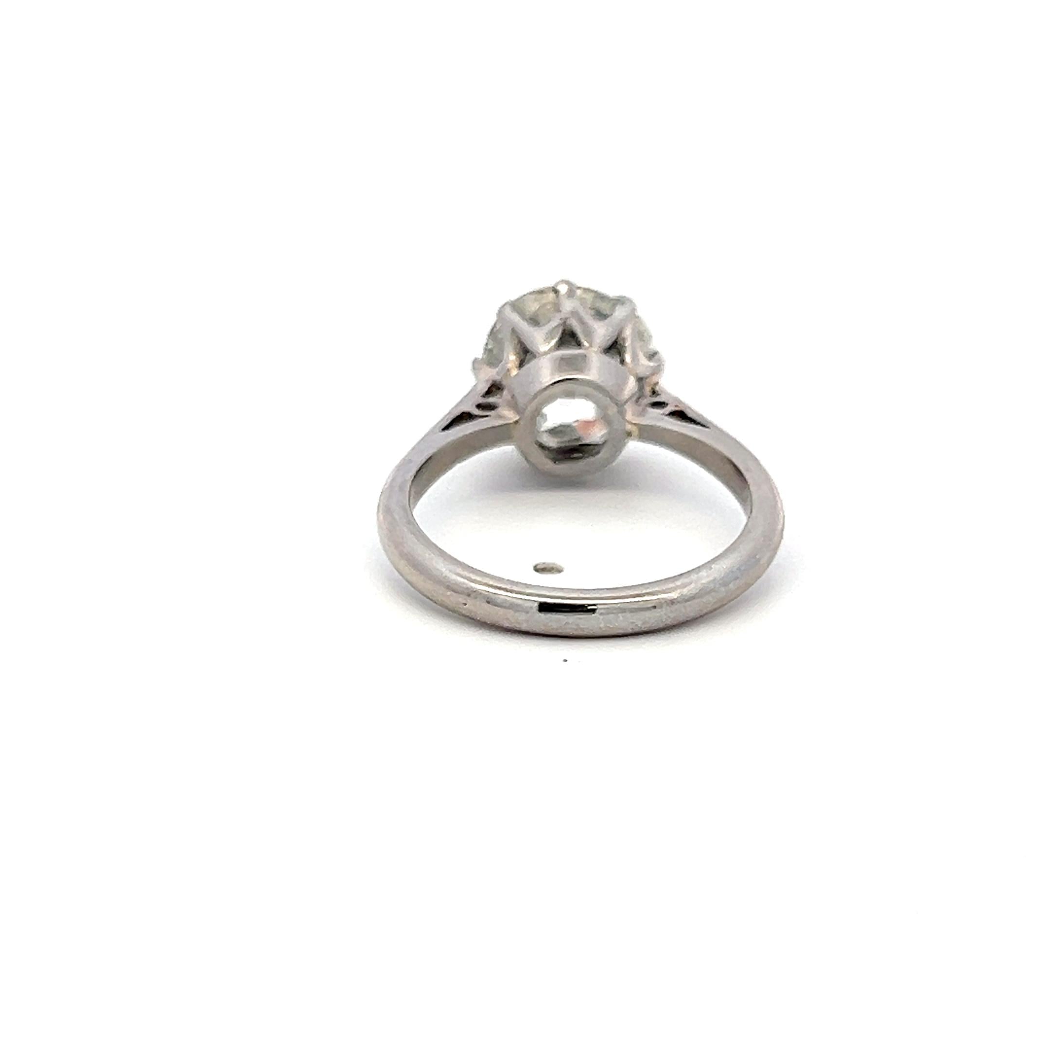 Platinum Engagement Ring with 4.25 Carat Old Miner Cut Diamond Size 7 J-I1 GIA