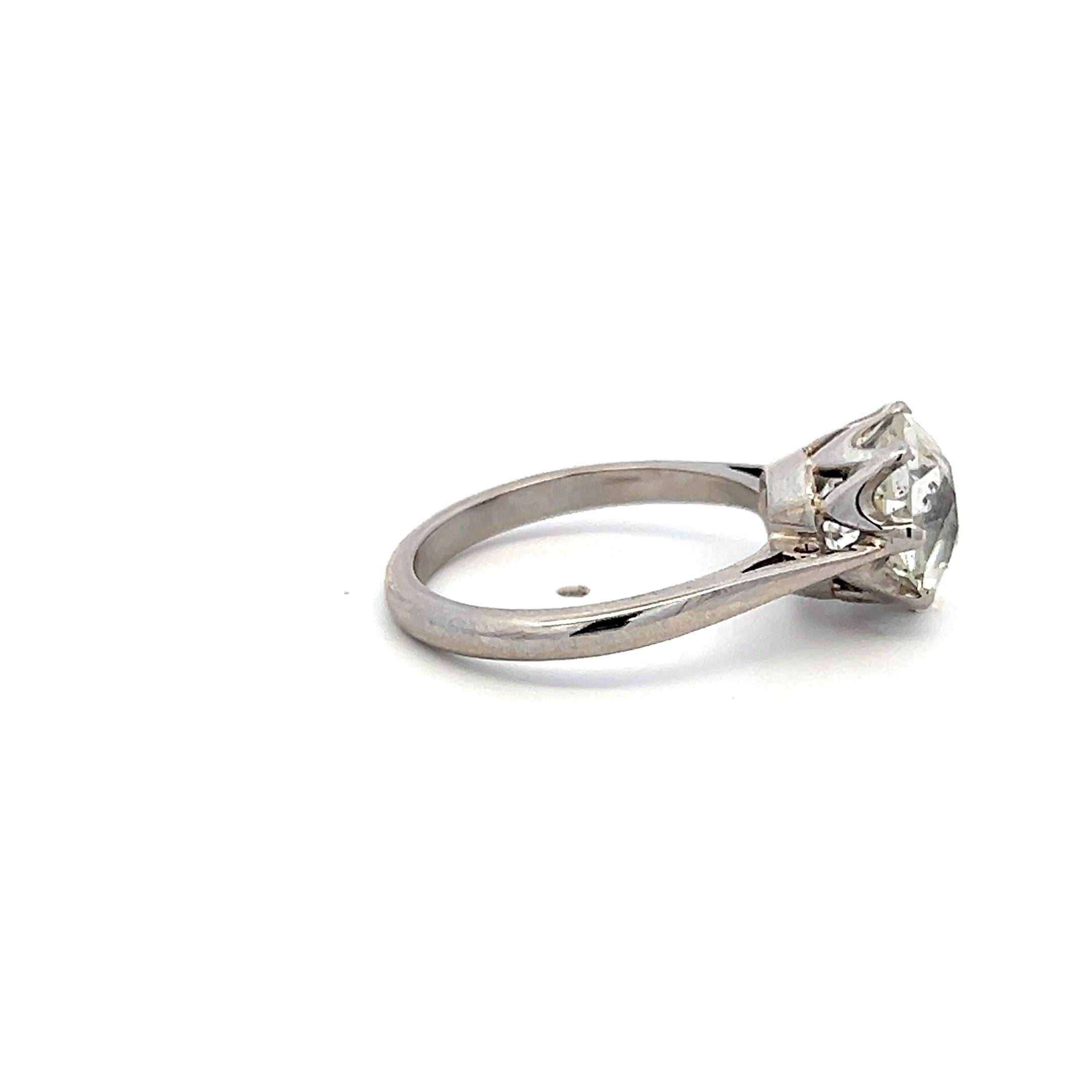 Platinum Engagement Ring with 4.25 Carat Old Miner Cut Diamond Size 7 J-I1 GIA