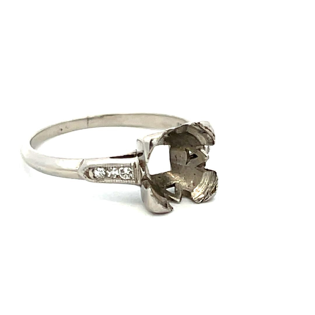 0.06 Carat Round Brilliant Diamond Platinum Semi Mount Ring Holds 1.8-2 Carat