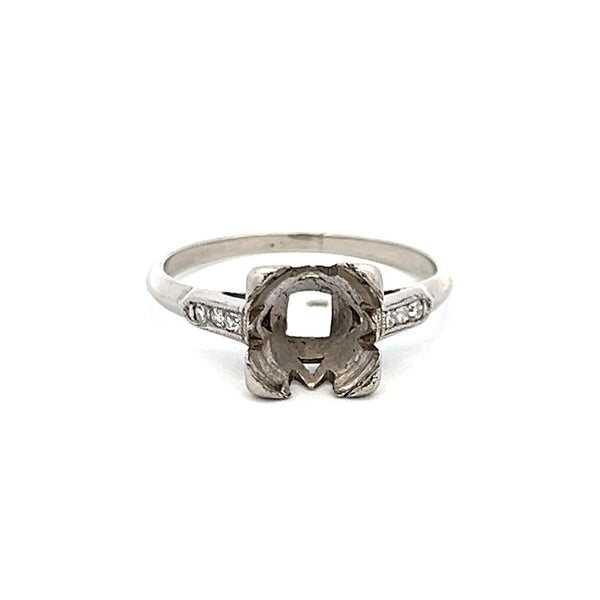 0.06 Carat Round Brilliant Diamond Platinum Semi Mount Ring Holds 1.8-2 Carat