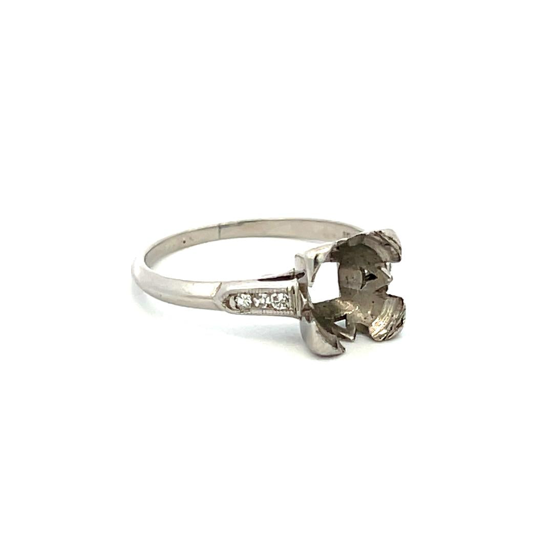 0.06 Carat Round Brilliant Diamond Platinum Semi Mount Ring Holds 1.8-2 Carat