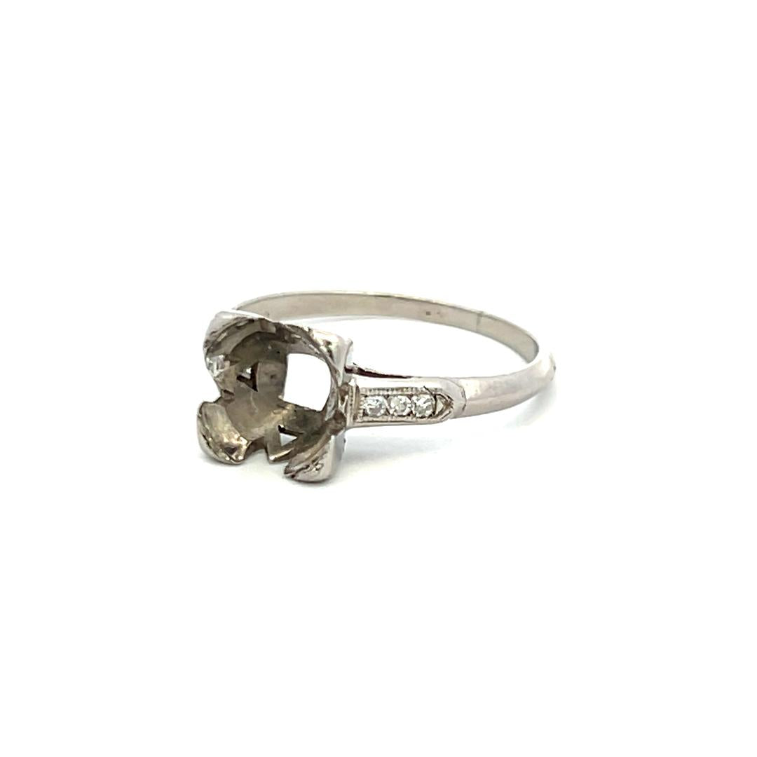 0.06 Carat Round Brilliant Diamond Platinum Semi Mount Ring Holds 1.8-2 Carat