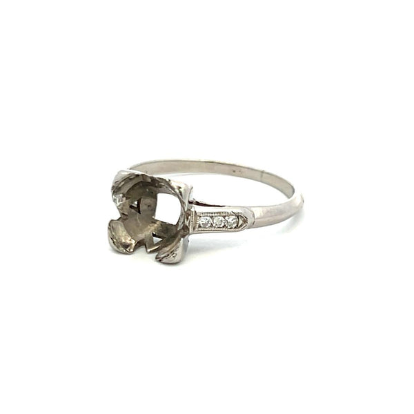 0.06 Carat Round Brilliant Diamond Platinum Semi Mount Ring Holds 1.8-2 Carat