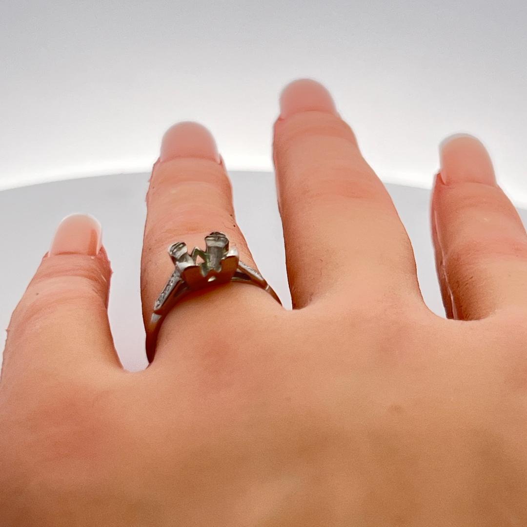 0.06 Carat Round Brilliant Diamond Platinum Semi Mount Ring Holds 1.8-2 Carat