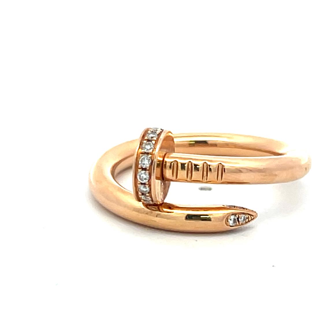 Cartier 0.13 Carat Round Brilliant Diamond 18K Yellow Gold Juste Un Clou Ring
