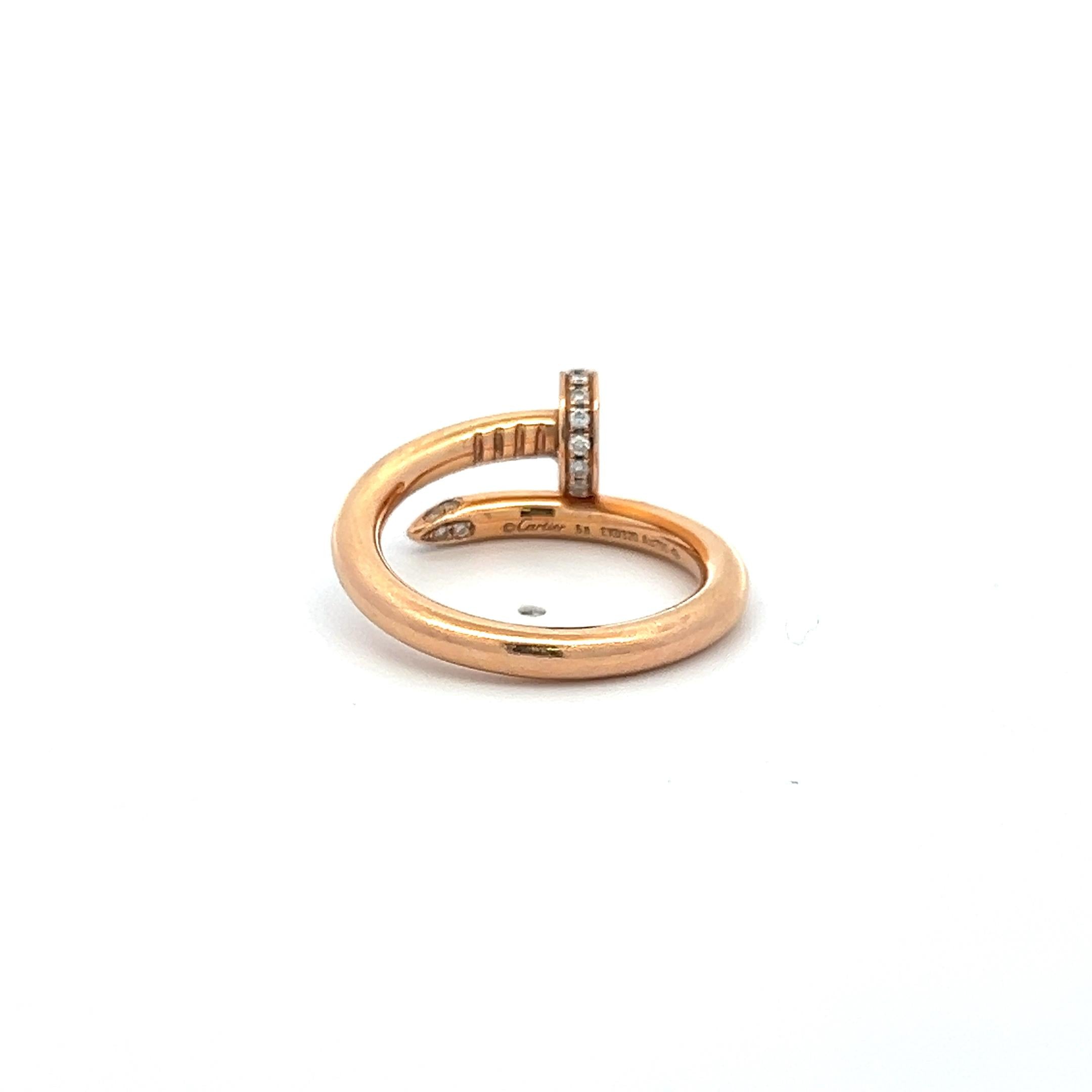 Cartier 0.13 Carat Round Brilliant Diamond 18K Yellow Gold Juste Un Clou Ring