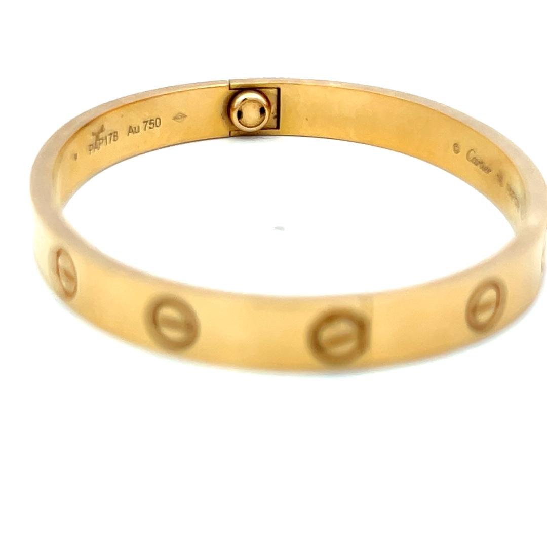 Cartier 18 Karat Yellow Gold Love Bracelet Size 16 with Receipt