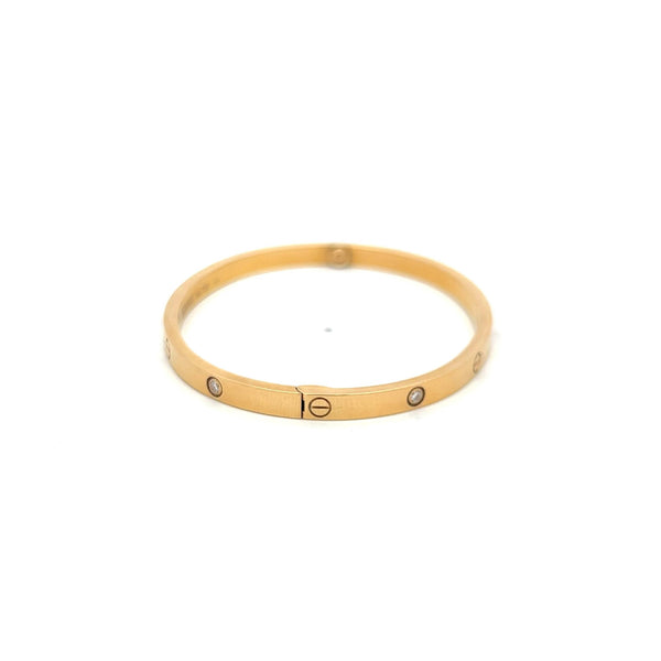 Cartier 0.15 Carat Round Diamond 18K Yellow Gold Love Bracelet with Cert Size 16