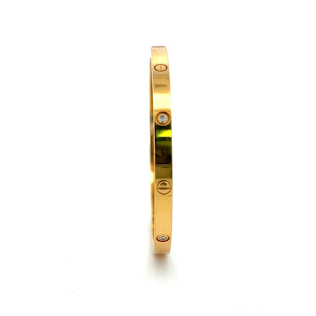 Cartier 0.15 Carat Round Diamond 18K Yellow Gold Love Bracelet with Cert Size 16
