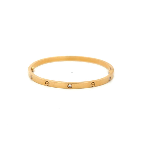 Cartier 0.15 Carat Round Diamond 18K Yellow Gold Love Bracelet with Cert Size 16