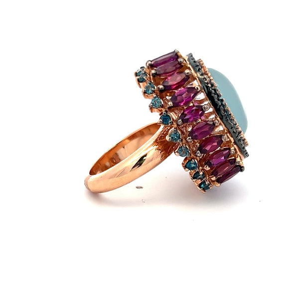 4.40 Carat Tourmaline 0.54 Carat Diamond 18K Rose Gold Cocktail Ring
