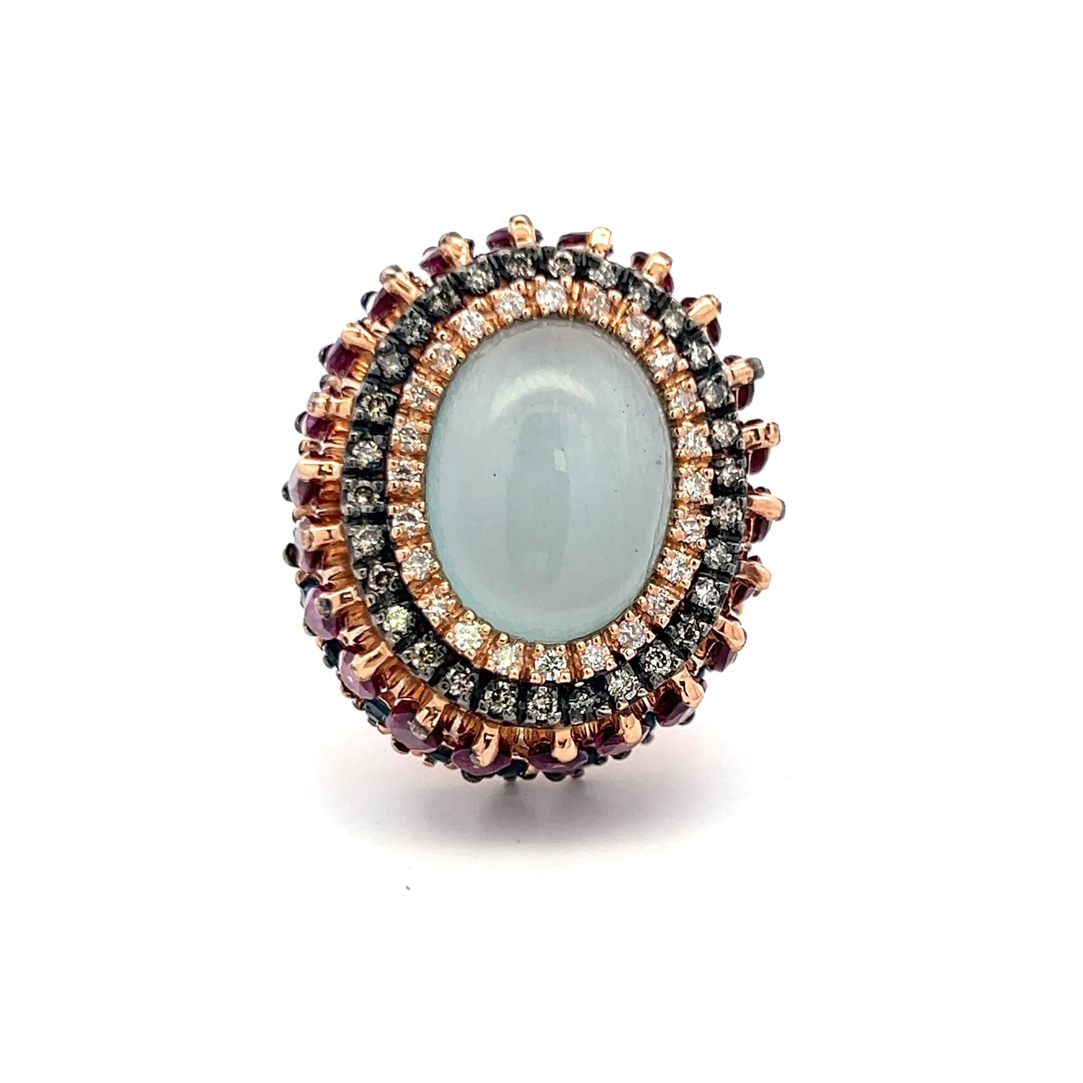 4.40 Carat Tourmaline 0.54 Carat Diamond 18K Rose Gold Cocktail Ring