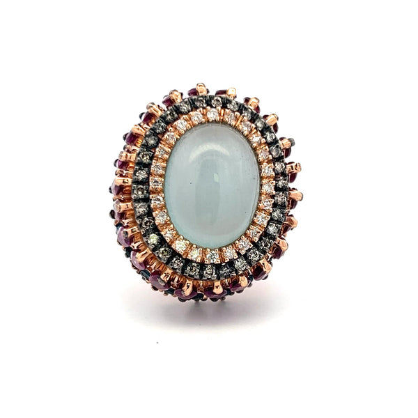 4.40 Carat Tourmaline 0.54 Carat Diamond 18K Rose Gold Cocktail Ring