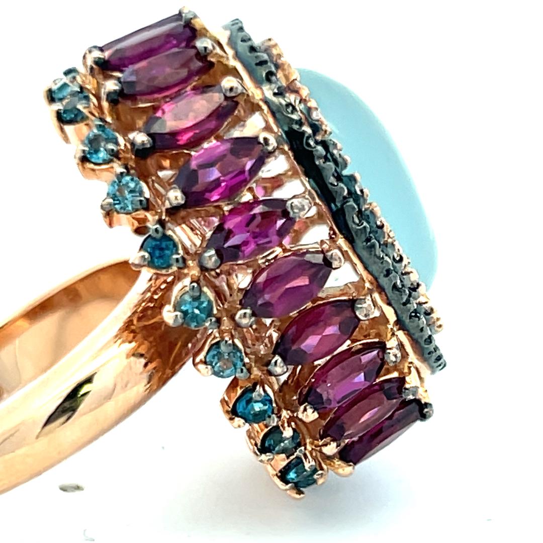 4.40 Carat Tourmaline 0.54 Carat Diamond 18K Rose Gold Cocktail Ring