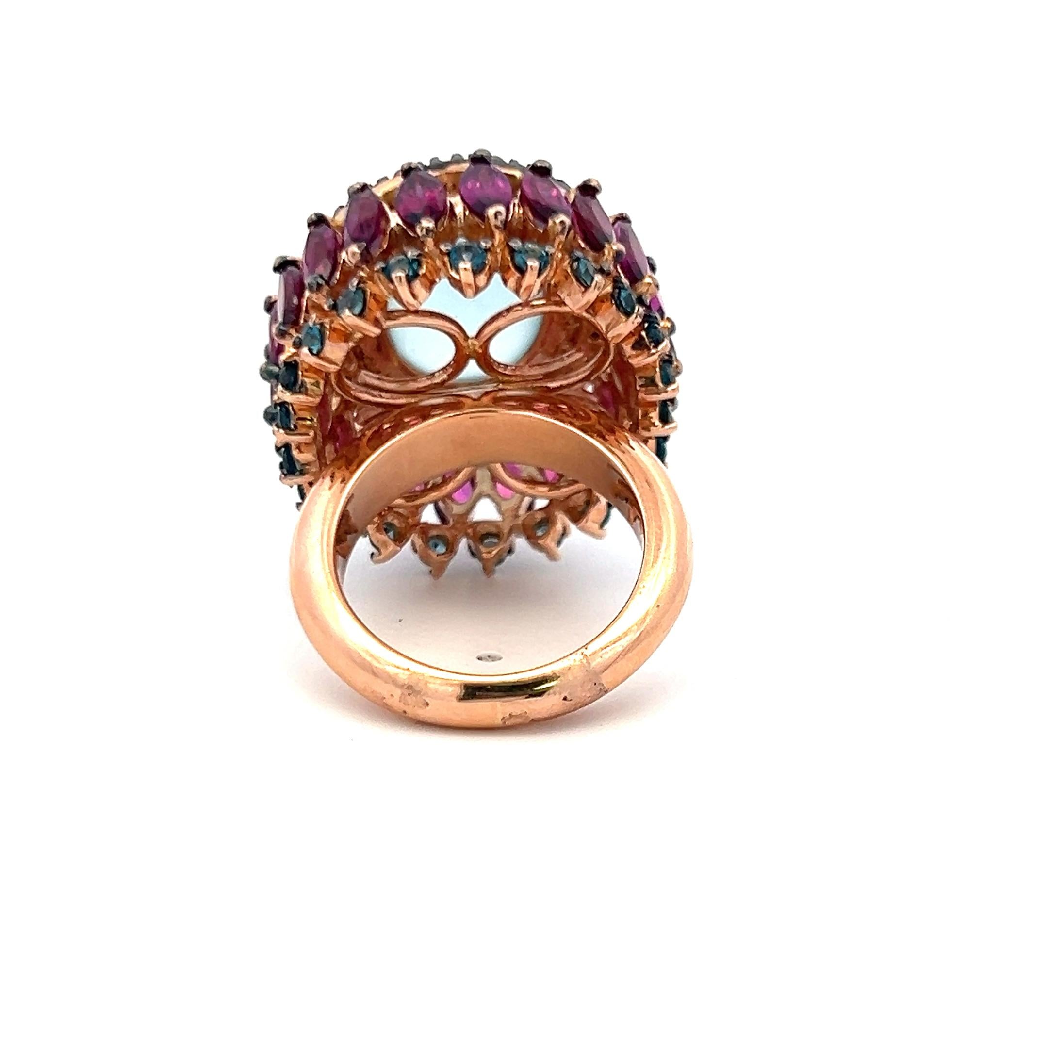 4.40 Carat Tourmaline 0.54 Carat Diamond 18K Rose Gold Cocktail Ring