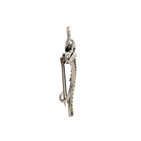 4.05 Carat Circular Brilliant Cut and Baguette Diamond Platinum Pin Brooch