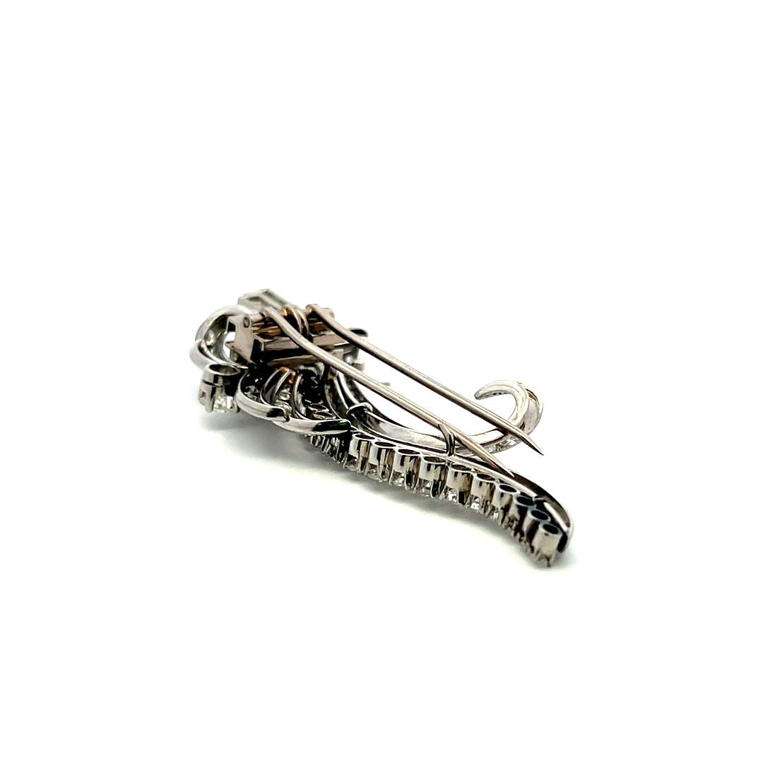 4.05 Carat Circular Brilliant Cut and Baguette Diamond Platinum Pin Brooch
