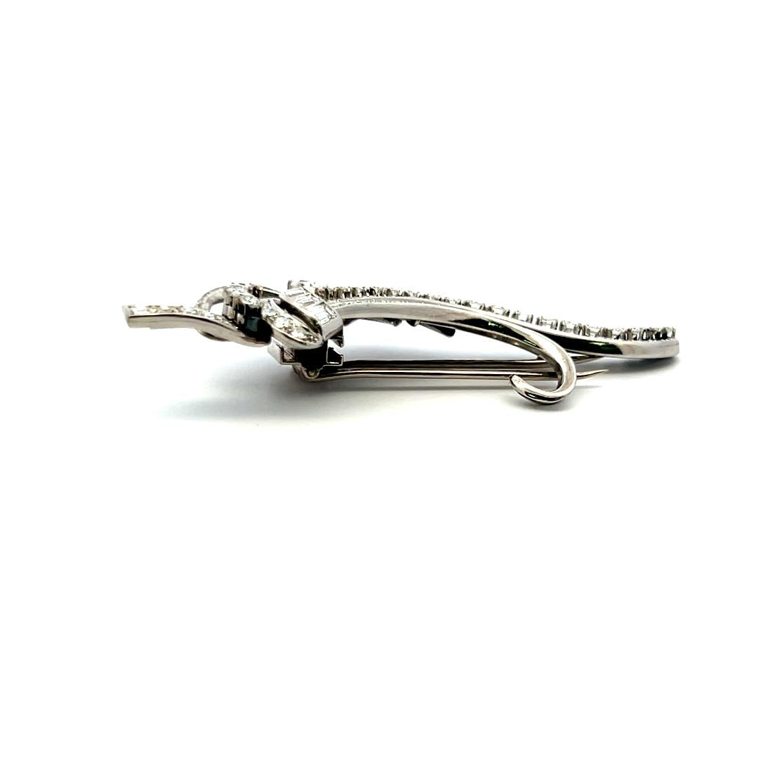 4.05 Carat Circular Brilliant Cut and Baguette Diamond Platinum Pin Brooch