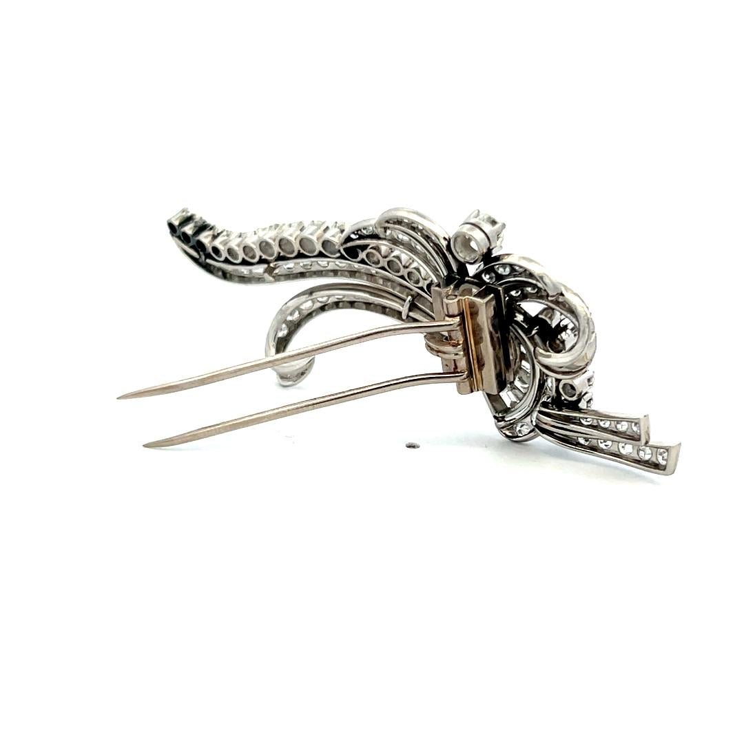 4.05 Carat Circular Brilliant Cut and Baguette Diamond Platinum Pin Brooch