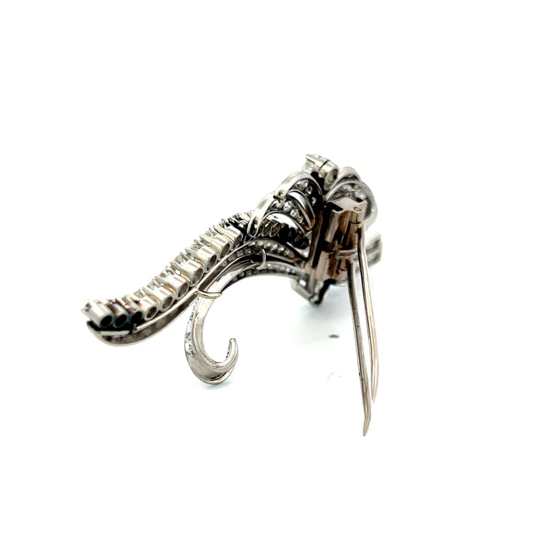 4.05 Carat Circular Brilliant Cut and Baguette Diamond Platinum Pin Brooch